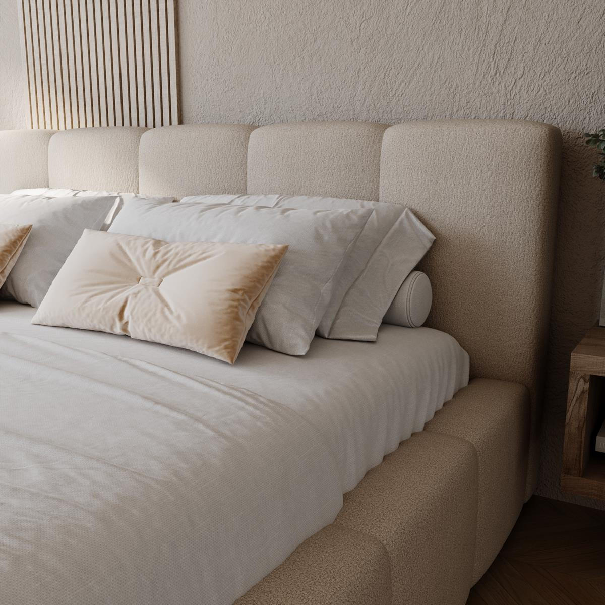 POLSTERBETT mit Bettkasten LARAS 180x200 Beige - Beige, Holzwerkstoff (180/200cm) - Compleo24