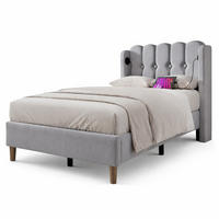 POLSTERBETT 90/200 mit USB und Type-C,mit Lattenrost in Grau - Grau, Holzwerkstoff/Textil (90/200cm) - EVRYAE