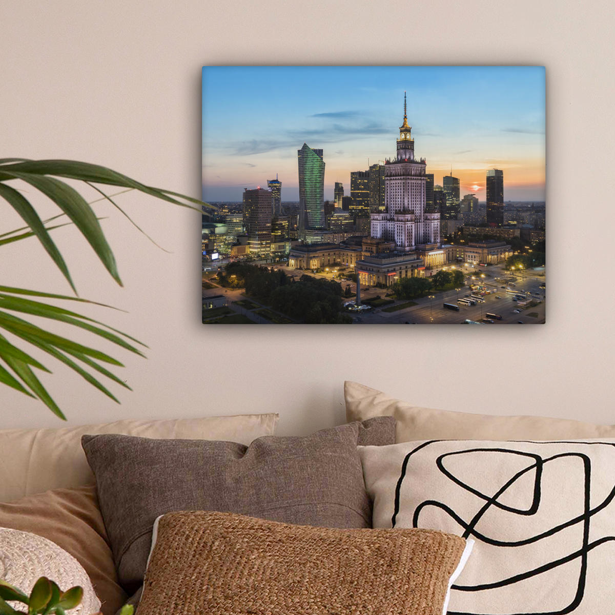 LEINWANDBILD Polen - Sonne - Warschau 40x30 cm - Blau, Textil (40/30cm) - MuchoWow
