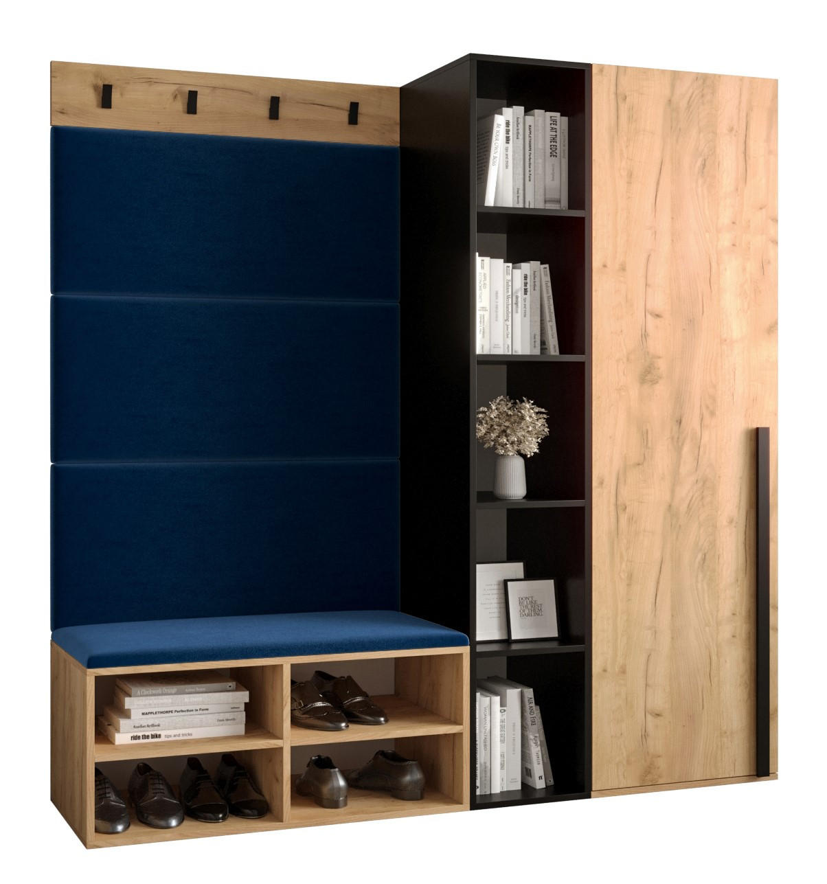 Möbel Kryspol Garderoben-Set Eiche, Dunkelblau 164x184x42 cm