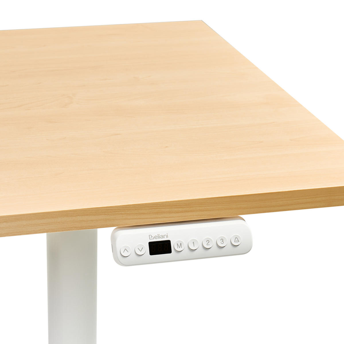 SCHREIBTISCH elektrisch höhenverstellbar 160/72 cm Hellbraun/Weiß Destines - Hellbraun/Braun, Holzwerkstoff/Metall (72/160/63cm) - Beliani