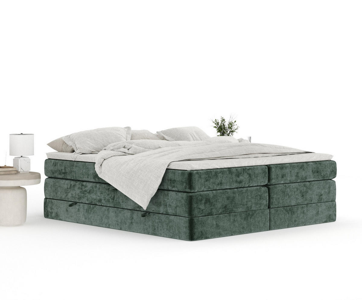 BOXSPRINGBETT Juniper Grün 200/200 cm - Schwarz/Grün, Holz/Holzwerkstoff (200/200cm) - Maison de Reve