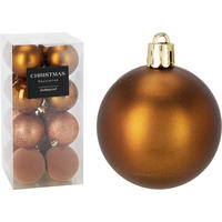 CHRISTBAUMKUGEL Basic Braun 16er Set 6/6/6 cm Kunststoff - Braun, Kunststoff (6/6/6cm) - Mondex