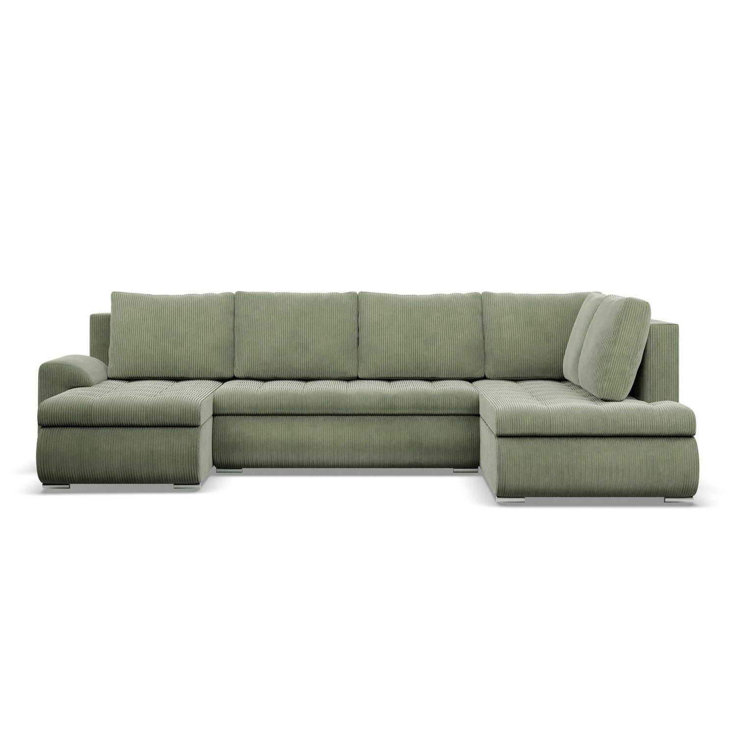 U-SOFA MIT SCHLAFFUNKTION FORESTA, Cord - Grün - Grün, Textil (300/89/200cm)