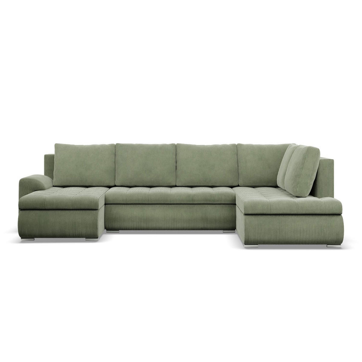 U-SOFA MIT SCHLAFFUNKTION FORESTA, Cord - Grün - Grün, Textil (300/89/200cm)