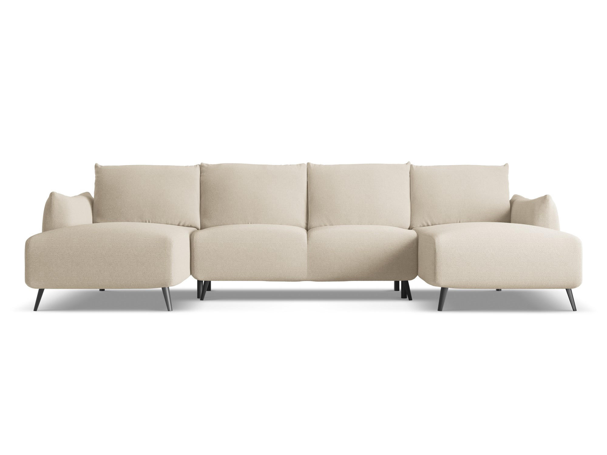 WOHNLANDSCHAFT Chenille Stoff Beige - Beige/Schwarz, Textil/Metall (317/86/162cm) - Makamii