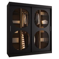 SCHWEBETÜRENSCHRANK 200/180/62 2-türig - Schwarz, Holz (180/200/62cm) - Abiks Möbel