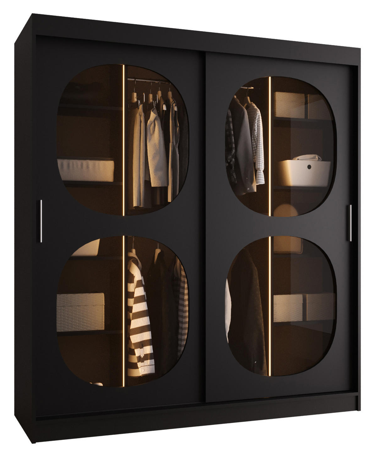 SCHWEBETÜRENSCHRANK 200/180/62 2-türig - Schwarz, Holz (180/200/62cm) - Abiks Möbel