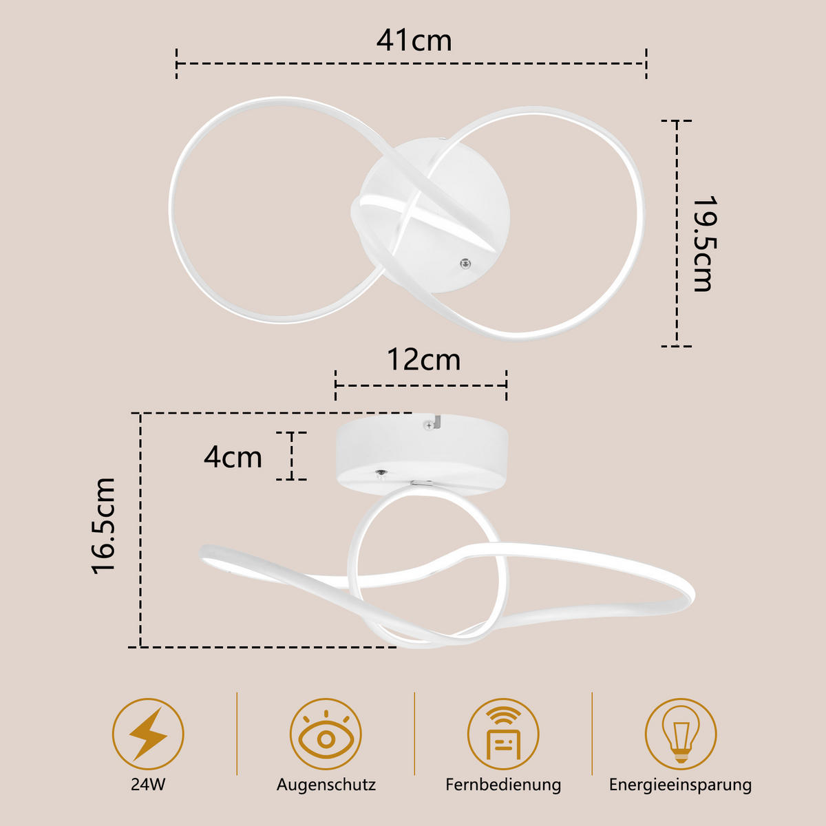LED DECKENLEUCHTE Oryvith 41/19.5/16.5 cm - Weiß, Kunststoff/Metall (41/19.5/16.5cm) - ZMH