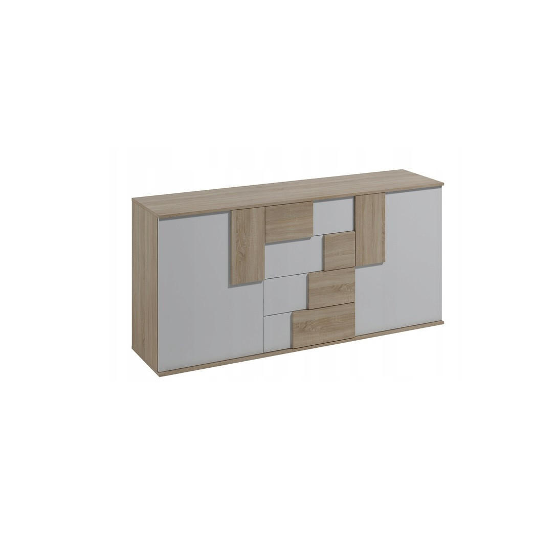 SIDEBOARD ESTRADA 181/85/45 cm mit 4 Schubladen 2 Türen Sonoma Eiche - Weiß/Sonoma Eiche, Holzwerkstoff (181/85/45cm) - MASSENO
