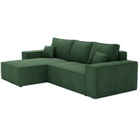 ECKSOFA Bergamo L mit Cordstoff, 280 cm, Schlaffunktion, Links - Grün - Grün, Holz (277/189cm) - Emporius