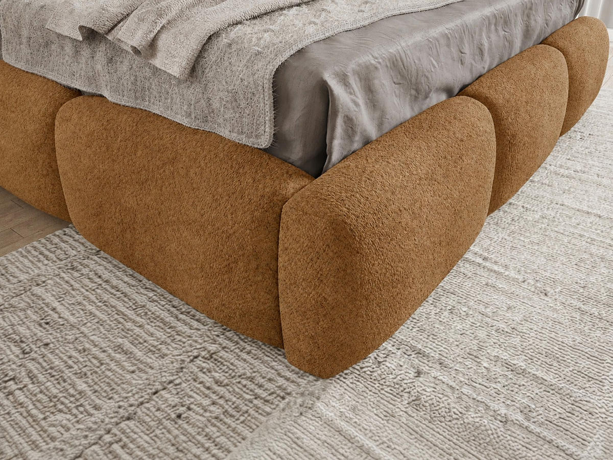 POLSTERBETT mit Stauraum Bouclé-Stoff 200x200 cm in Rost - Orange, Textil (200/200cm) - Home Collective