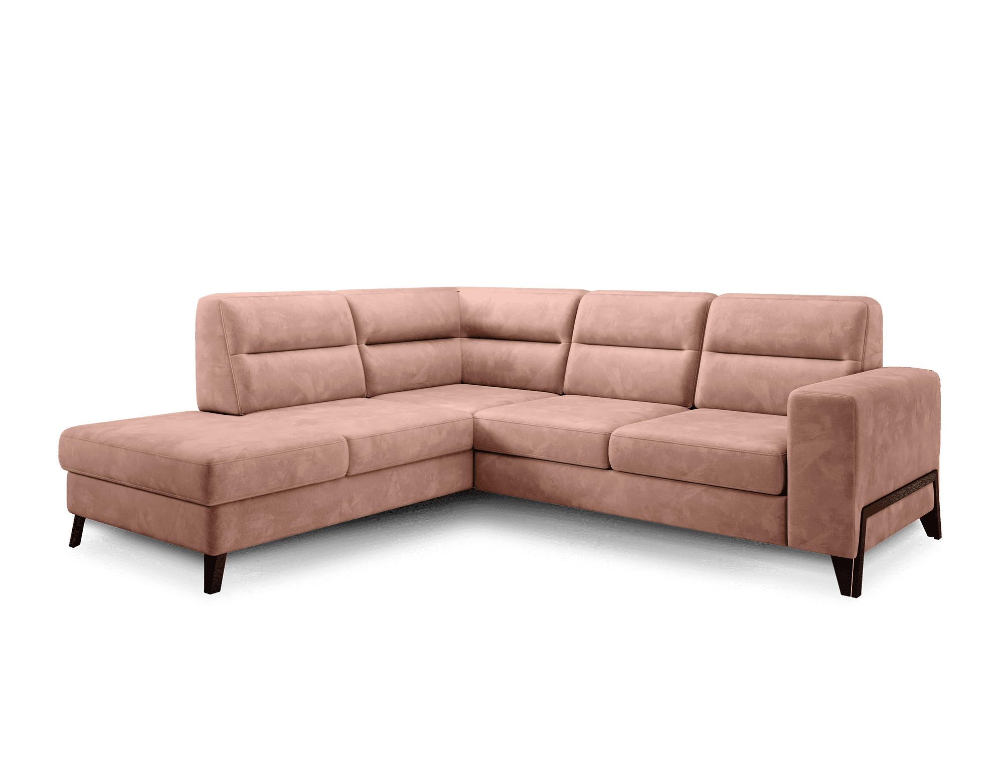 ECKSOFA mit Schlaffunktion & Bettkasten, luxus Nube-Stoff - Schwarz/Rosa, Textil/Metall (277/237cm) - Eltap