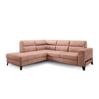 ECKSOFA mit Schlaffunktion & Bettkasten, luxus Nube-Stoff - Schwarz/Rosa, Textil/Metall (277/237cm) - Eltap