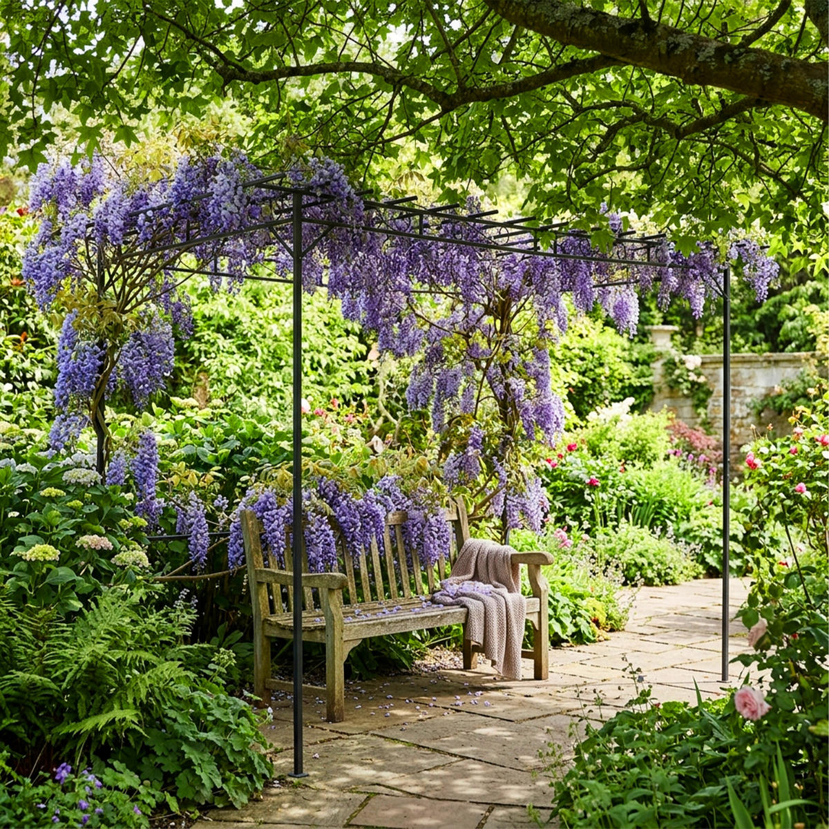 PERGOLA Svart pulverlackerat stål 215x320x190 cm - Svart, Metall (320/215/190cm) - Relaxdays