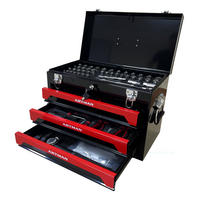 WERKZEUGKOFFER 20 Zoll Stahl, 3 Schubladen, Metallverschluss, Schwarz-Rot - Schwarz, Metall (27/35/50cm) - Novahome