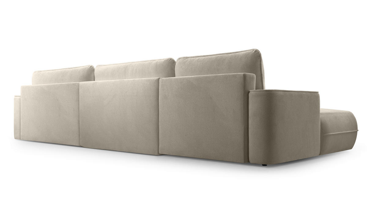 WOHNLANDSCHAFT Peoni Beige 364/168/87 cm mit Schlaffunktion - Beige/Schwarz, Kunststoff/Textil (364/87/168cm) - AX Living