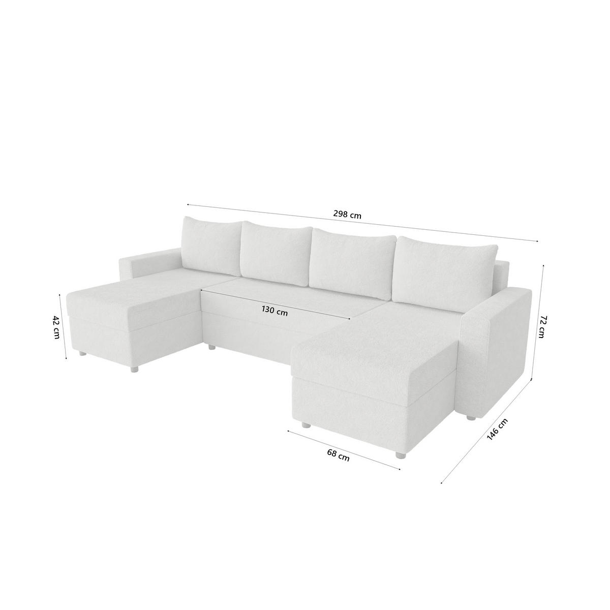 WOHNLANDSCHAFT Goka Lux U mit Schlaffunktion, Grau - Grau, Textil (298/72/146cm) - Fedve