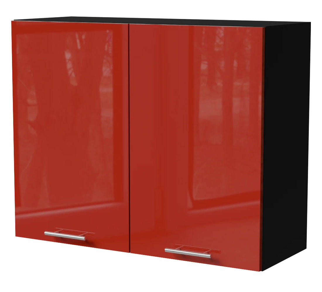 Feldmann-Wohnen Küchenhängeschrank Rot, Schwarz 90x72x32.5 cm
