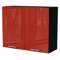 KÜCHENHÄNGESCHRANK Brerra W3/90 Schwarz / RAL 3002 karminrot Hochglanz 90 / 32,5 / 72cm - Rot/Schwarz, Holz/Holzwerkstoff (90/72/32.5cm) - Feldmann-Wohnen