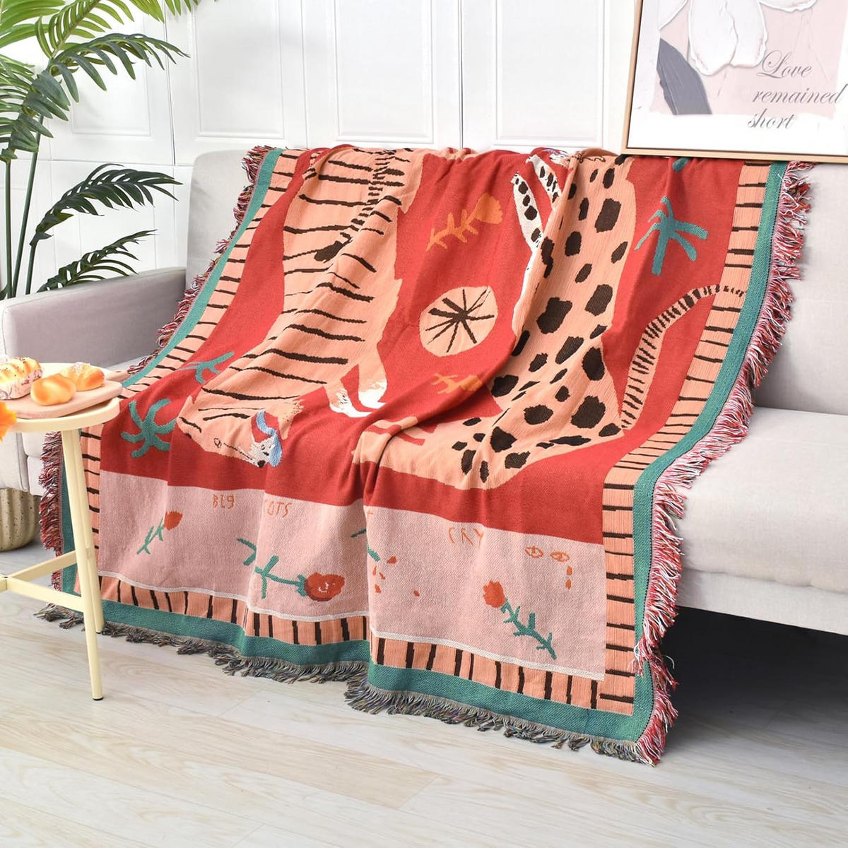 DECKE – 130 x 160 cm – Beidseitiges Muster - Rot, Textil (160/130cm)