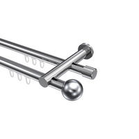 INNENLAUF-GARDINENSTANGEN-SET Platon Luino 480 cm (geteilt in 3 x 160 cm), 2-läufig, 20 mm Ø Chrom - Chromfarben, Metall (480cm) - INTERDECO