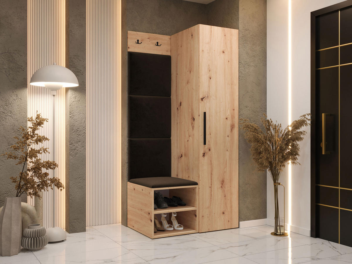 GARDEROBEN-SET Medi III - Schwarz/Braun, Holzwerkstoff/Kunststoff (40/191/50cm) - MIRJAN24