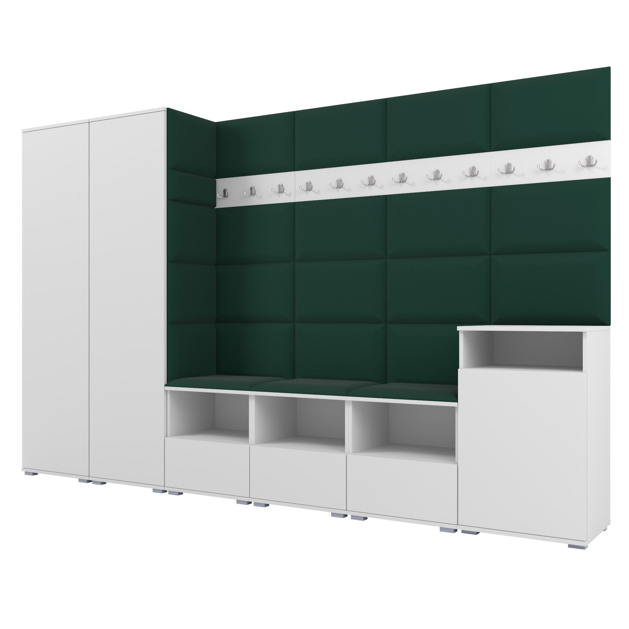 Ravio Garderobe Weiß, Dunkelgrün 300x187x40 cm