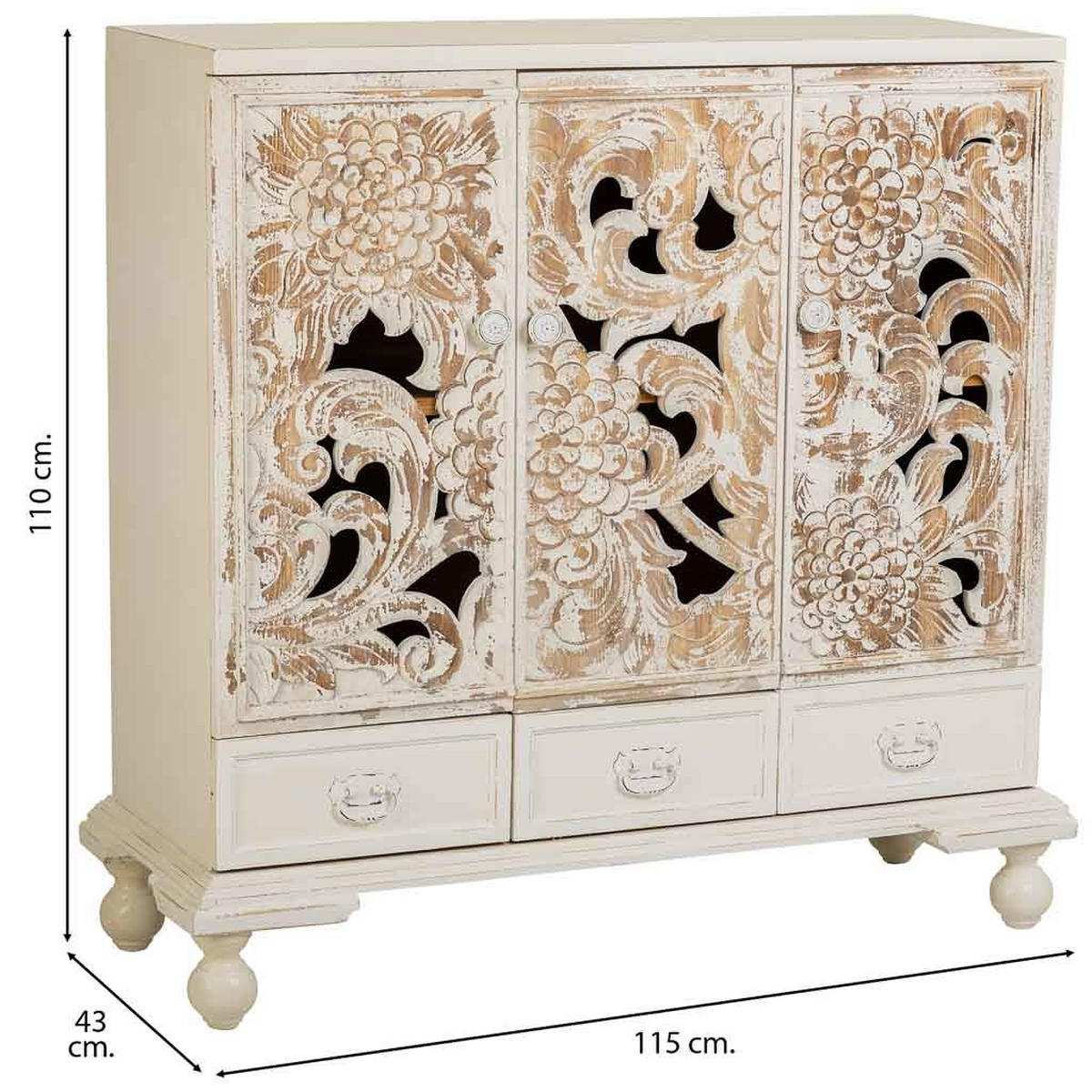 SIDEBOARD aus Holz 115x43x110 cm - Weiß, Holz (115/110/43cm) - Wanderlust