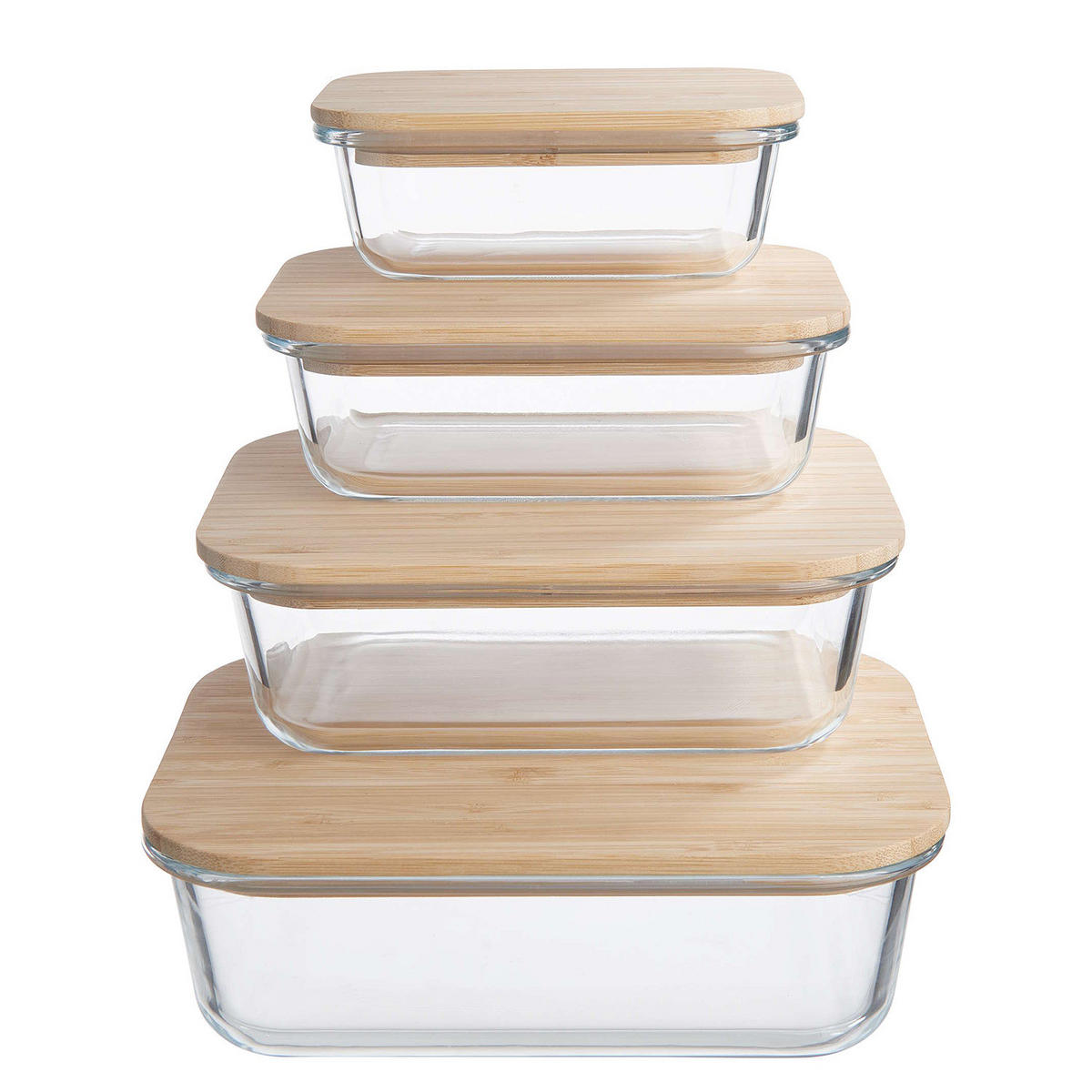 LUNCHBOX (4er Set) Naturals - Rotbraun, Glas/Holz (15/6/20cm) - Butlers