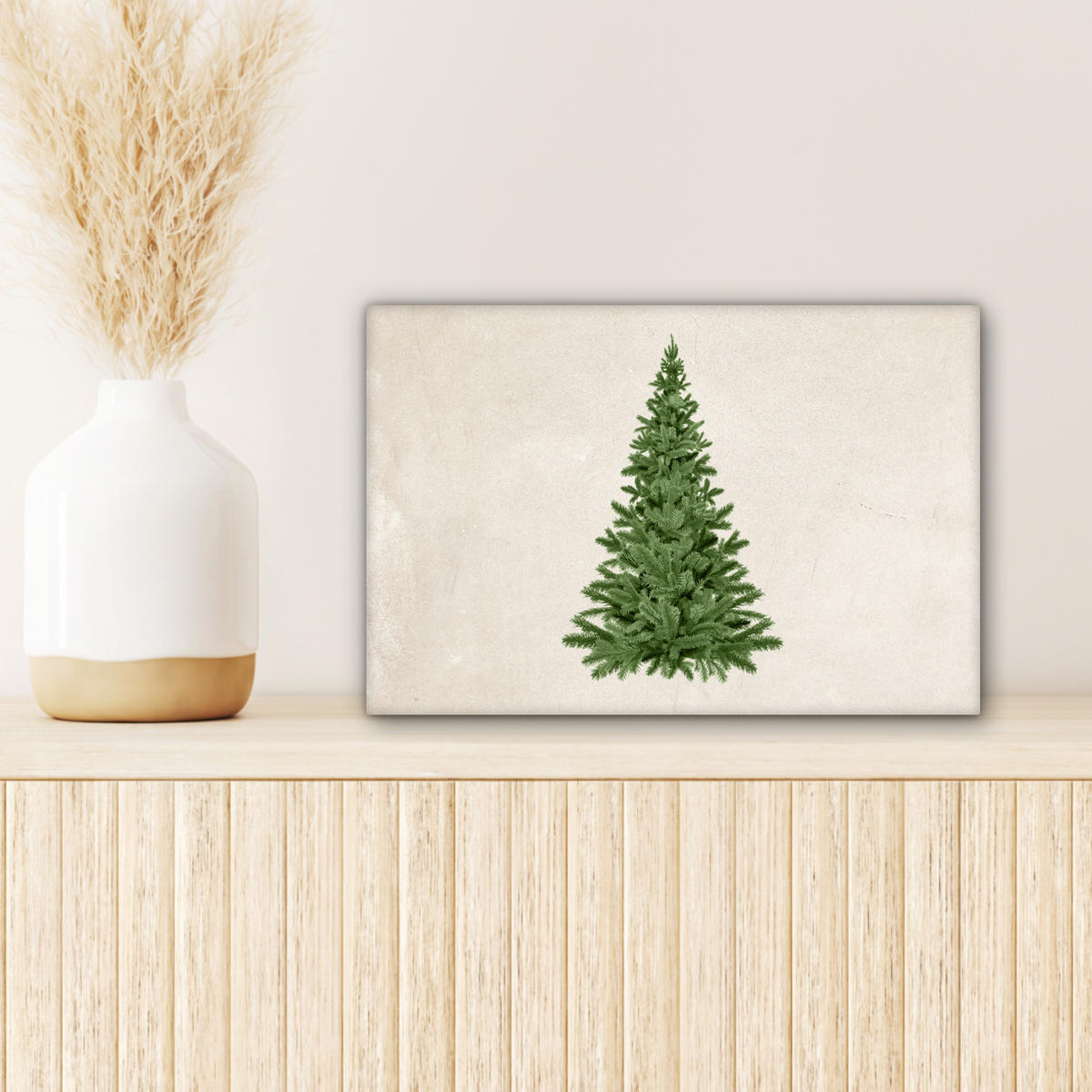 LEINWANDBILD Weihnachtsbaum - Grün - Weihnachten - Feiertage 30x20 cm - Olivgrün, Textil (30/20cm) - MuchoWow