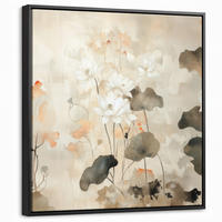 LEINWAND Bilder mit Rahmen - Blumen - Japandi - Wabi sabi - 50x50 - Sandfarben, Textil (50/50cm) - MuchoWow