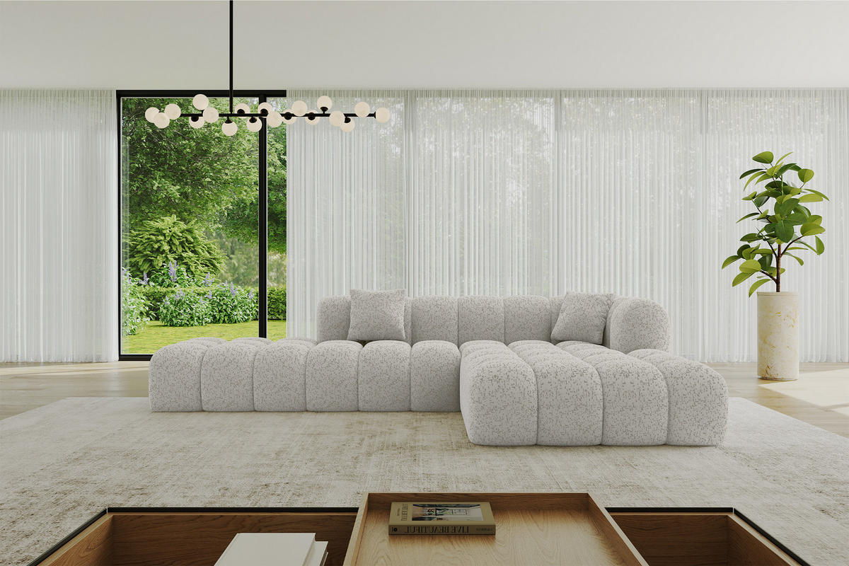 ECKSOFA Ottomane Rechts OLEA-L2 - 289x176x71 cm Hellgrau - Hellgrau/Schwarz, Holzwerkstoff/Kunststoff (289/176cm)