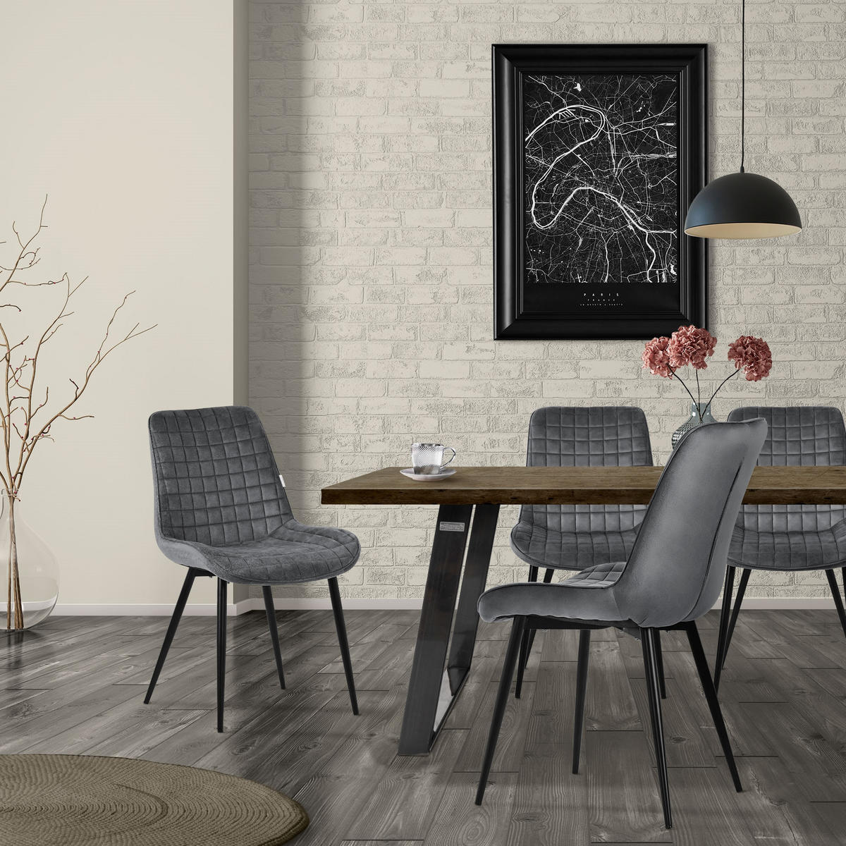 ESSZIMMERSTUHL Anthrazit 2er Set - Anthrazit, Metall (52/89/60cm) - ML-DESIGN