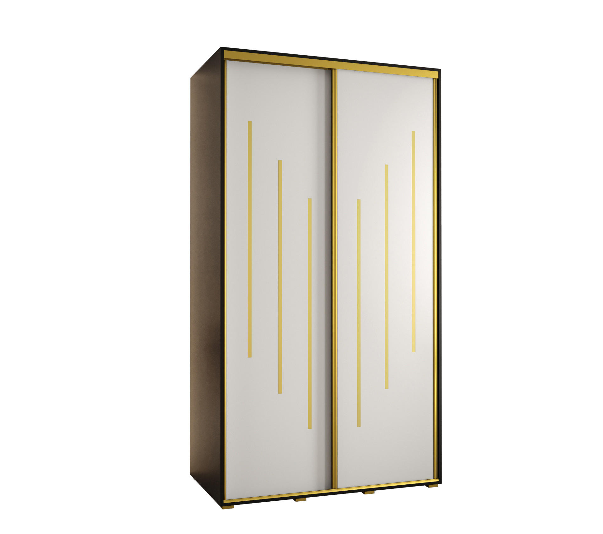 Abiks Möbel Schwebetürenschrank Schwarz, Weiß, Gold 130x235x60 cm