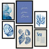 POSTER Set Mit 6 Marineblau Blau Meer Sommer A3 & A4 Schwarzer Rahmen - Schwarz, Papier (29/3cm) - Nacnic