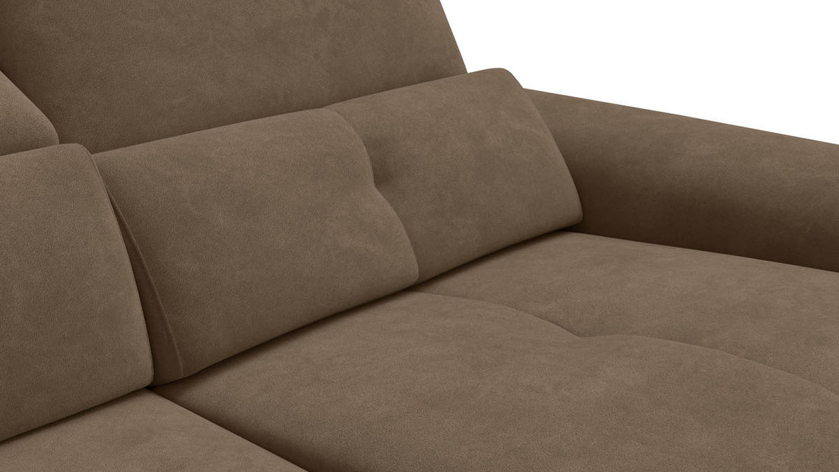 SOFA RELAX AVENA 3-Sitzer, brauner Veloursstoff - Schwarz/Braun, Holz/Textil (204/80/108cm) - Wozimo