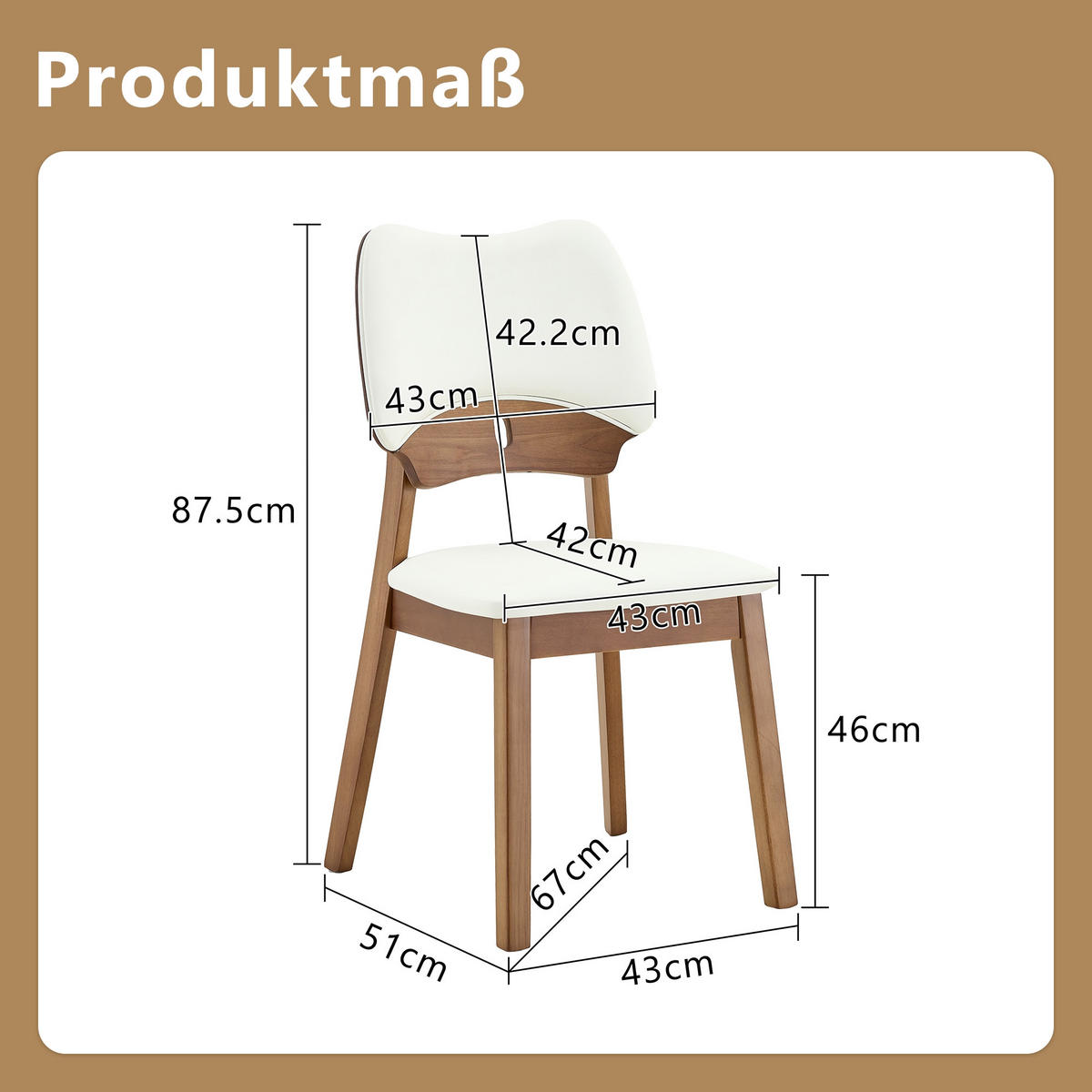 STUHL-SET DE-36734 2 Stück mit Schmetterlingsrückenlehne Weiß - Weiß, Holzwerkstoff (43/87.5/51cm) - ComfortXL