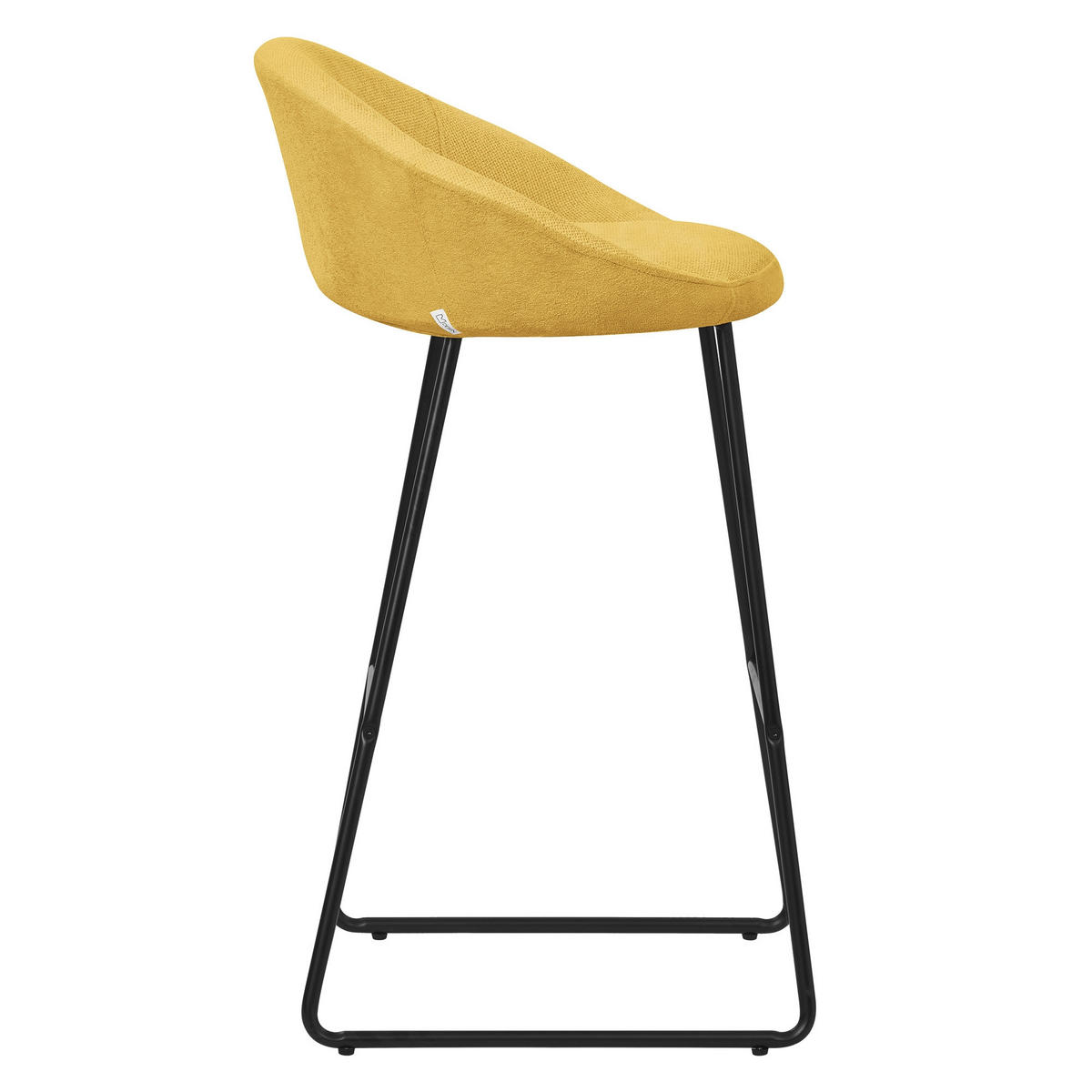 BARHOCKER 2er Set Senf mit Stoffbezug - Currygelb/Schwarz, Metall (56/94/50cm) - ML-DESIGN