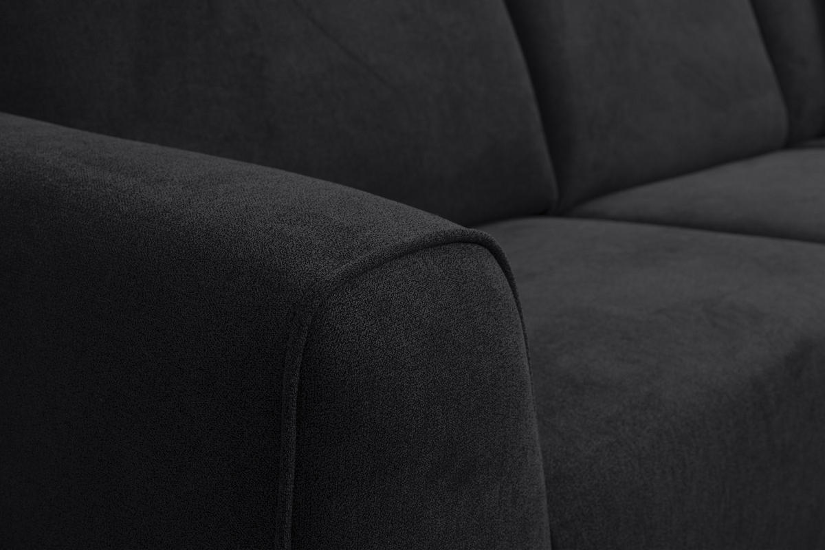 ECKSOFA Mula in L-Form, Coach Farbe: Schwarz, Velourstoff, Ottomane Rechts - Schwarz, Textil (274/210cm) - VENASI MÖBEL