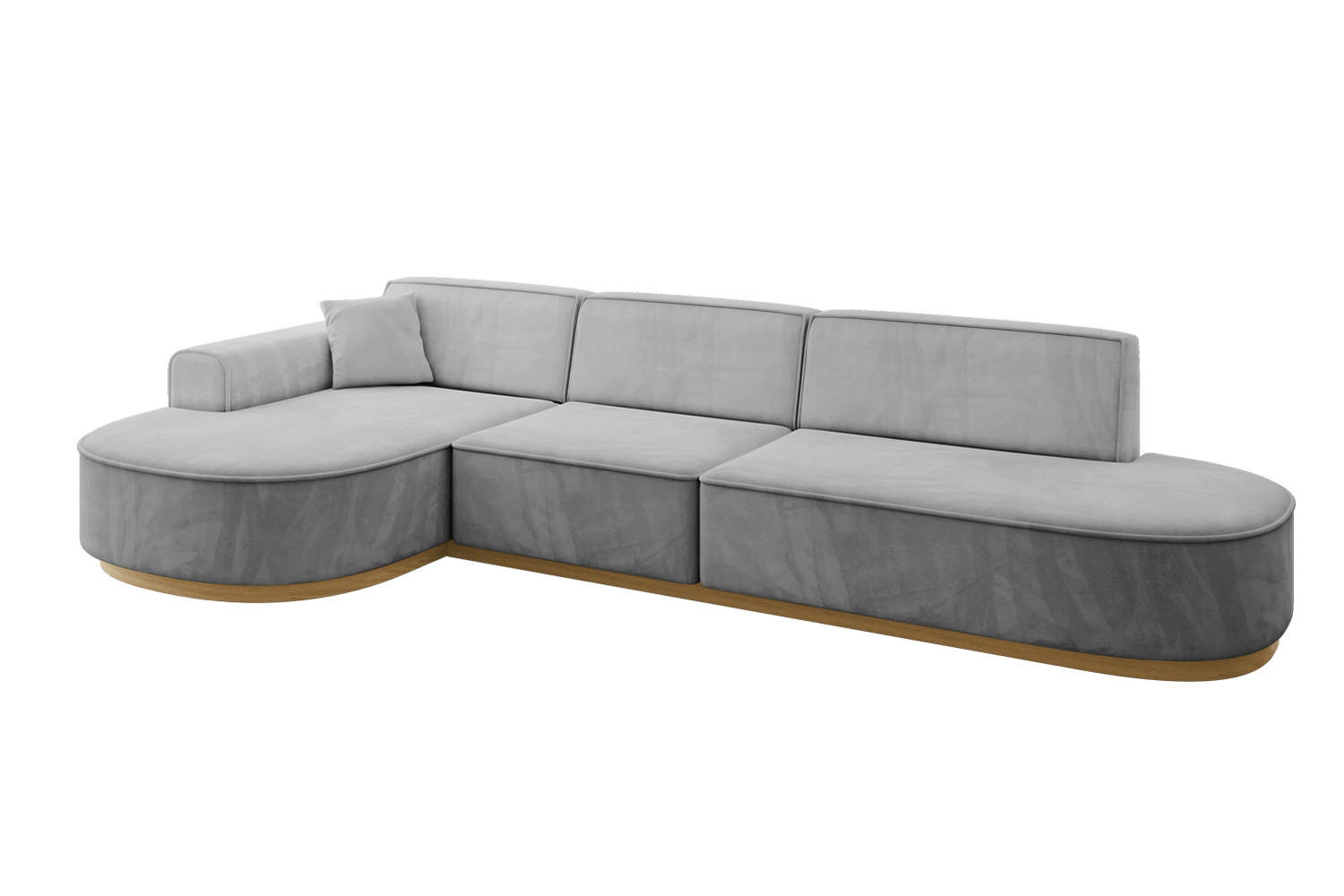 ECKSOFA Ottomane Links MARI-L2-v2 - 328x171x83 cm Grau Velours - Grau, Holzwerkstoff/Textil (328/171cm) - ALTDECOR