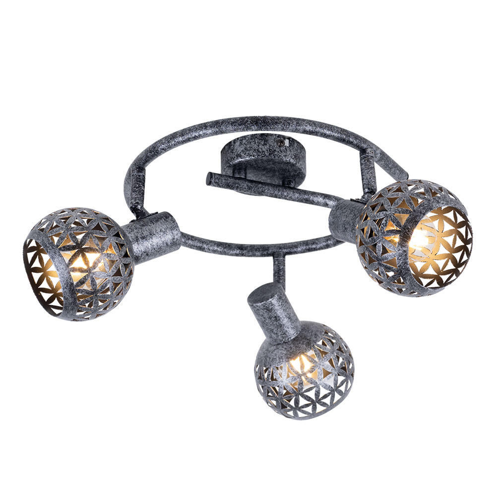 LED DECKENLEUCHTE Metall Grau 3 Flammig - Grau, Metall (26/26/20.5cm) - Globo Lighting