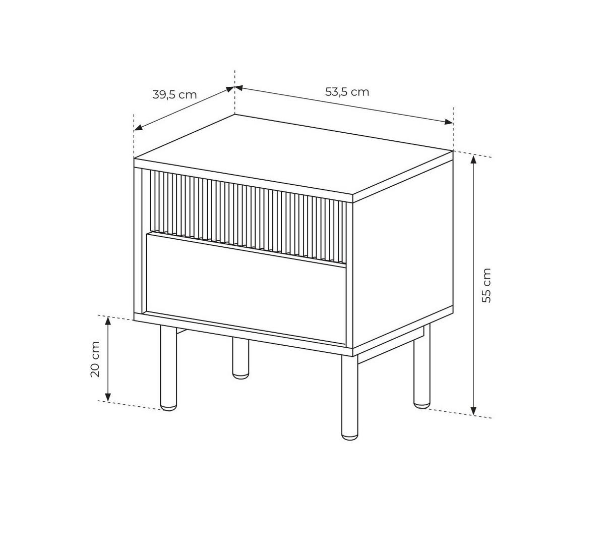NACHTTISCH 54 cm Nomadi, Schubladen, Beinen, Eiche Cremona - Eichefarben, Holz (54/55/40cm) - Emporius