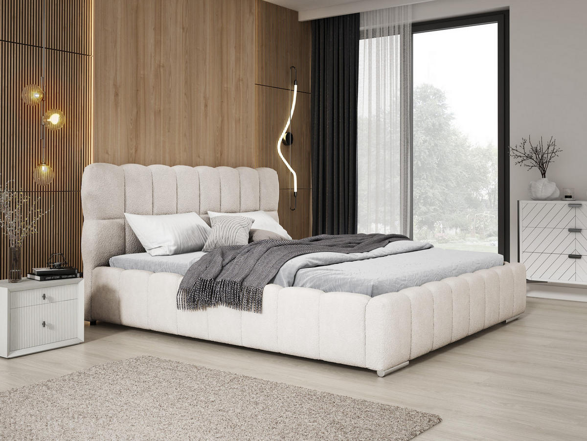 POLSTERBETT 180x200 cm Avilla mit Bettkasten, Lattenrost, Boucle, Creme - Creme, Holz/Textil (180/200cm) - Emporius