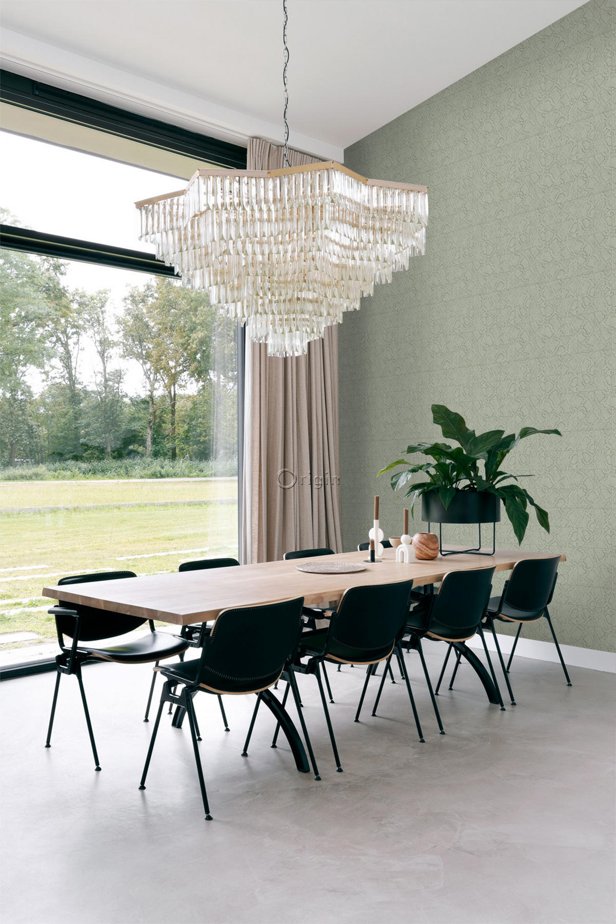 TAPETE Fliesenmuster mit Schlangenhaut-Motiv 53 cm x 10.05 m - Grau, Papier (53/1000cm) - Origin Wallcoverings