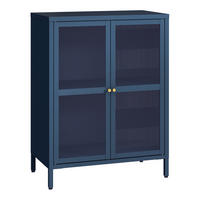 VITRINE Säkylä - Blau/Transparent, Glas/Metall (64/84/35cm) - [en.casa]