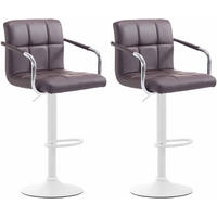 BARHOCKER 2er Set Lederlook Braun - Weiß/Braun, Textil/Metall (54/91/46cm) - CLP