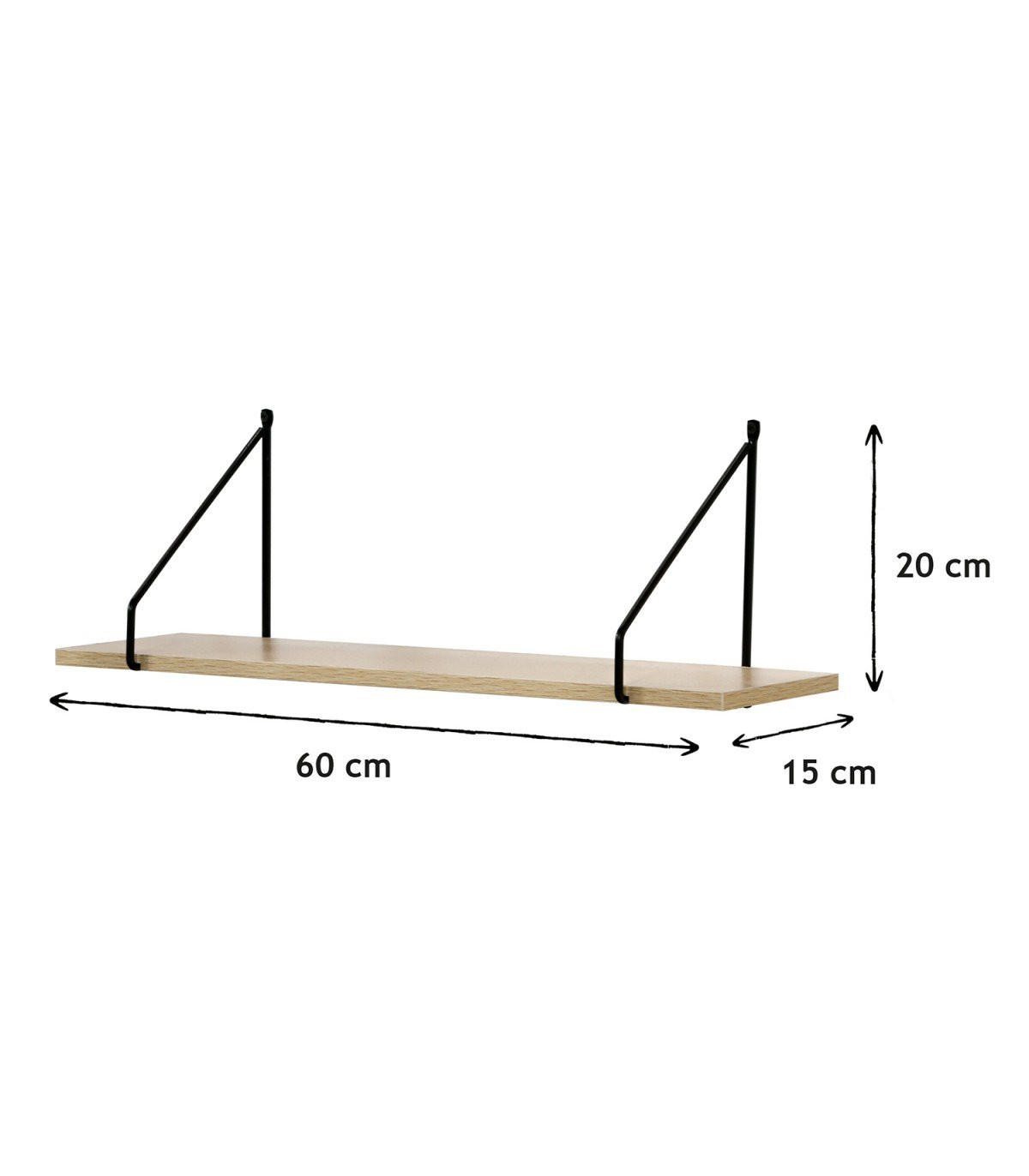 WANDREGAL 60 cm im Industrial-Stil - Apfelbaumfarben, Holzwerkstoff (15/20/60cm) - Calicosy
