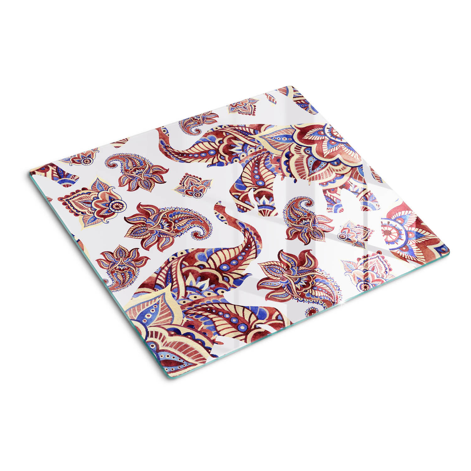 GLASPLATTE 60x52 cm Elefantenförmige Dekorationen - Braun/Weiß, Glas (60/0.4/52cm) - TULUP