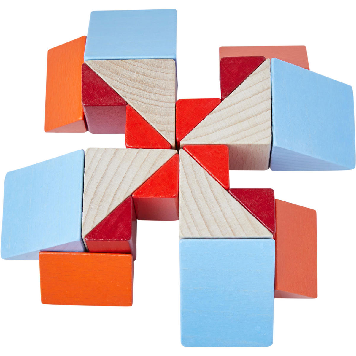 3D-LEGESPIEL Würfelmosaik, Buche - Multicolor, Naturmaterialien (22.3/7/51.2cm) - Haba